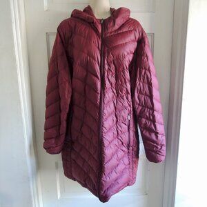 London Fog Burgundy Longline Quilted Packable Down Puffer Coat XXL